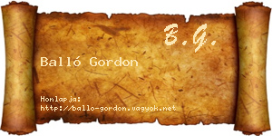 Balló Gordon névjegykártya